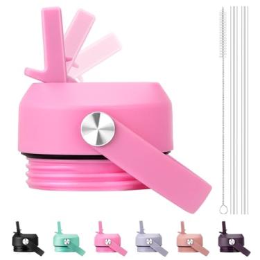 Imagem de Bluwing Tampa de canudo para garrafa Yeti Rambler 12 18 26 36 1,8 g, tampas de canudo de substituição com alça flexível para garrafa de água YETI Rambler (rosa rosa)