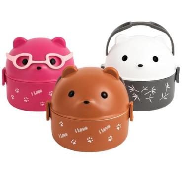 Imagem de Lancheira Ursinho Infantil Marmita Fofa Escolar com Trava Urso - Art, 