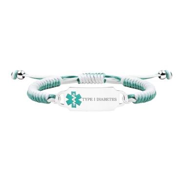 Imagem de Zircobic Pulseira de alerta médico personalizável – Etiqueta de aço inoxidável de identificação de emergência gravada a laser, cordão hipoalergênico ajustável de dois tons, para uso diário e