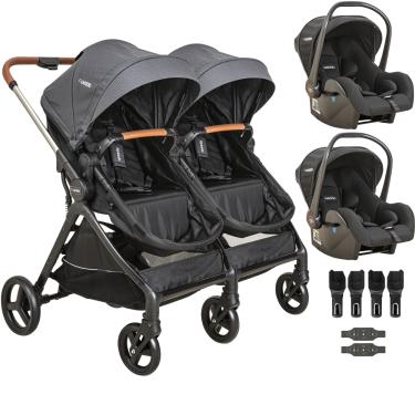 Imagem de Carrinho Kiddo Gemeos com 2 Bebe Conforto Speedy Grafite