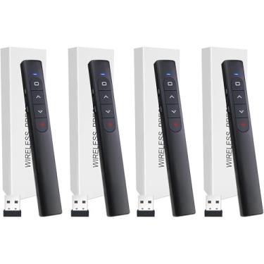Imagem de (4 unidades) Controle remoto de apresentador sem fio, clicker de apresentação com hiperlink e controle remoto de volume, PowerPoint Office Presentation Clicker para Keynote/PPT/Mac/PC/Laptop