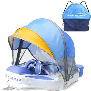 Imagem de Boias de bebê para piscina com dossel removível FPS 50+ proteção solar UV, boia de piscina infantil não inflável, material de couro macio não inflável, boia de natação infantil de 3 a 24 meses