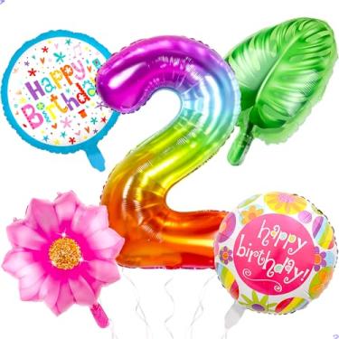 Imagem de 2 balões de decoração de aniversário Moana para meninas 2ª Moana decorações de festa, suprimentos, lembrancinhas, 101,6 cm gigante número 2 balão Mylar decoração de aniversário