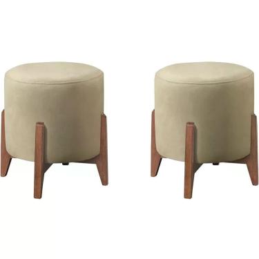 Imagem de Kit 2 Puf Puff Para Sala Lhor Veludo Bege Rm Bege