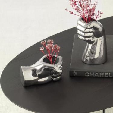 Imagem de Cachepot "Mao Prata" Em Ceramica 7,5x15 cm M02 - D'Rossi - DRossi