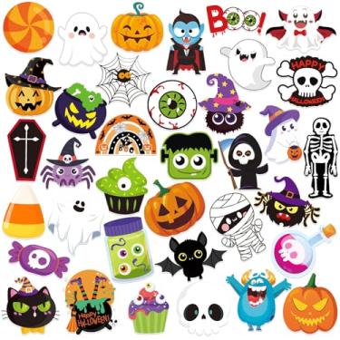 Imagem de DTOFOOT 36 peças de alfinetes de acrílico de Halloween broche de Halloween em massa caveira fofa abóbora fantasma lapela gato preto morcegos bruxa para roupas, mochila, joias, chapéu, acessórios de