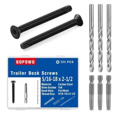 Imagem de Parafusos de convés de reboque Bopowo 5/16-18 x 2,5 cm de cabeça plana