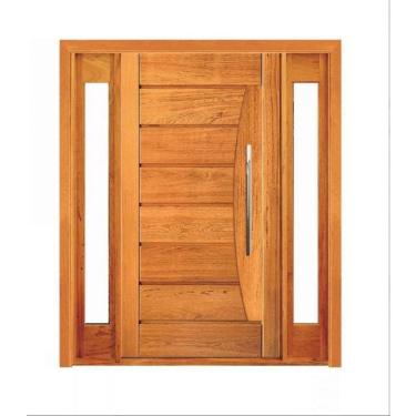 Imagem de Porta Pivotante Pavuna com Visor Lateral Duplo - Madeira Maciça - Angelim