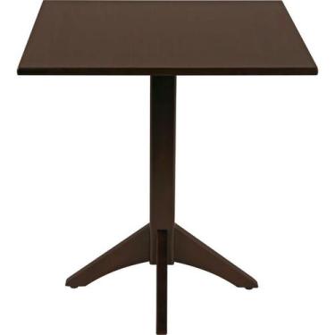 Imagem de Mesa Quadrada em Madeira London Coluna Central Castanho Escuro 4 Lugar