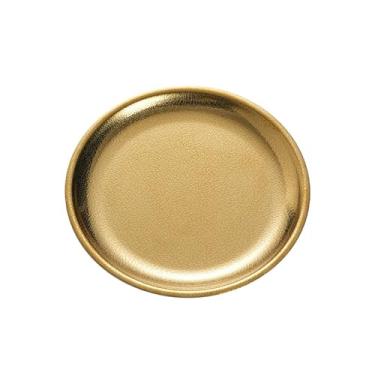 Imagem de Prato de churrasco redondo de aço inoxidável de cor sólida de personalidade criativa simples - (dourado) - grande 20,3 cm