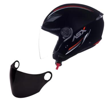 Imagem de Kit Capacete Masculino Asx Aberto City Air Preto Brilho +Viseira (62)
