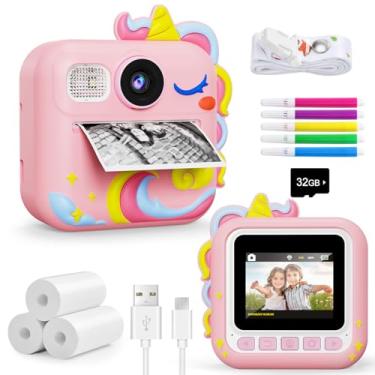 Imagem de KOKODI Impressão instantânea de câmera infantil, presente de aniversário de Natal para meninas de 3 a 12 anos, câmera de vídeo digital para impressão instantânea para crianças, brinquedos para meninas