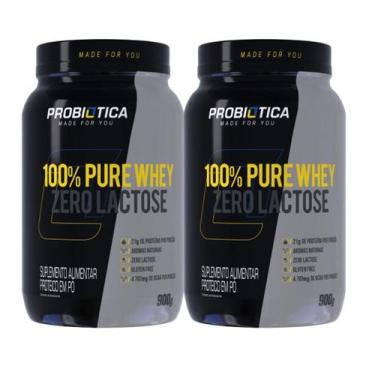 Imagem de Kit 2 Whey Protein Zero Lactose 100% Pure 900g - Probiotica - PROBIÓTI