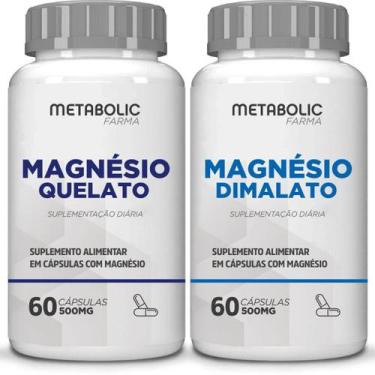 Imagem de Kit Magnesio Quelato Bisglicinato Dima la to 500Mg 120 Cápsulas Metabo