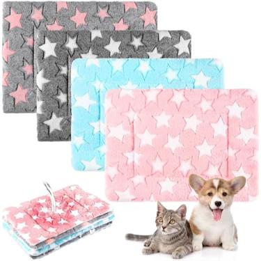 Imagem de Haull 4 peças de cama de porquinho-da-índia à prova d'água para inverno com forro de gaiola de pelúcia macio para cachorro e gato, tapete reversível de inverno aconchegante para xixi de animal