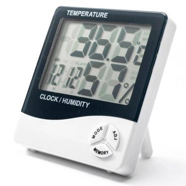 Imagem de Higrômetro Digital Relógio Com Termômetro E Sensor Externo