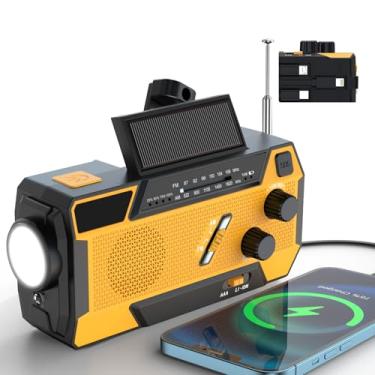 Imagem de Rádio de Emergência Portátil com Manivela, NOAA, Alimentação Solar e Bateria 7400mAh, AM/FM, Cabo Carregador 3 em 1 para Sobrevivência (laranja)