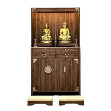 Imagem de Santuário Buda Nicho Armário Chinês Mesa Oferecedora de Madeira Armário Buda Deus da Riqueza Mesa Budista Mesa de Incenso para Casa Mesa de Oferta Estilo Chinês (Cor: B, Tamanho: 110 cm)