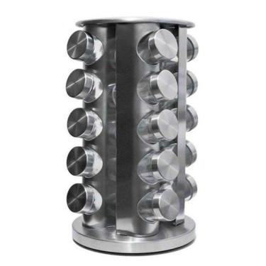 Imagem de Porta Tempero Condimento Giratório Redondo 20 Peças Inox
