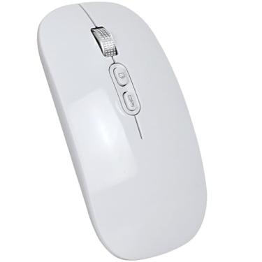 Imagem de Mouse Bluetooth Recarregável Compatível com Macbook Air, Pro M1 M2 M3-2 Bluetooths + USB, Design Compacto e Elegante, Botões Silenciosos (Branco)