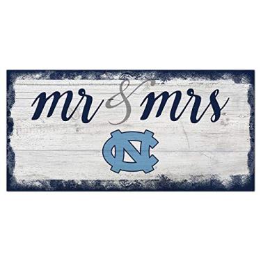 Imagem de Fan Creations NCAA North Carolina Tar Heels unissex University of North Carolina Script Mr & Mrs Sign, cor do time, 15 x 30 cm