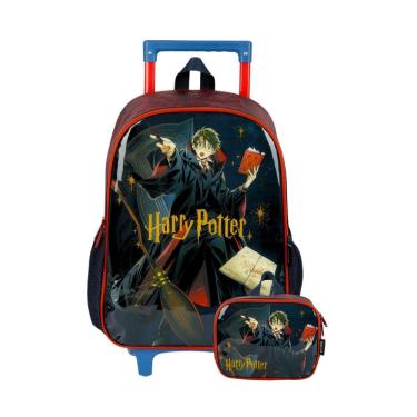 Imagem de Kit Mochila Rodas+Lancheira Harry Potter Ift - Vermelho