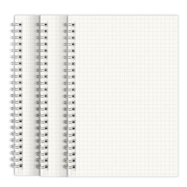 Imagem de Caderno espiral de papel gráfico A5 da SHINGSOUL - 110 g/m² bloco de papel gráfico grosso com 14,5 cm x 21 cm, total de 320 páginas, bloco de anotações de capa dura transparente quadriculada