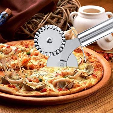 Imagem de Roda de pizza, cortador de pizza de aço inoxidável para facilitar a limpeza, alça antiderrapante, orifício para pendurar, para cortar crostas de pizza, tortas