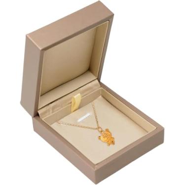 Imagem de 1 caixa de armazenamento de colar cor champanhe, caixa de joias requintada, caixa de exibição de joias elegante para aniversário, dia dos namorados, aniversário, loja de joias