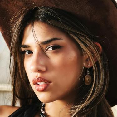 Imagem de Western West Cowgirl Texas Boots Spur Dangle Drop Brincos Rodeio Boho Fantasia Fantasia Cowboy Chapéu Marrom