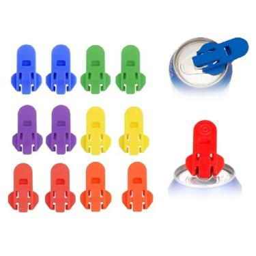 Imagem de Pacote com 12 abridores de latas manuais, protetores de plástico premium para pop, coca, cerveja, refrigerante, bebida de alumínio, 6 cores