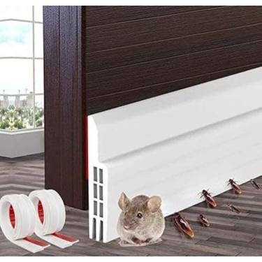 Imagem de Pacote com 2 rolhas de porta, varredura sob a porta para portas externas e internas, vedação de porta de decapagem climática, bloqueador de janela de garagem, isolamento de ar frio, protetor de