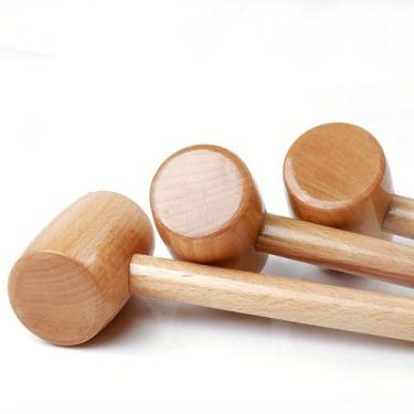 Imagem de Mini martelo de madeira martelo de madeira multiuso DIY brinquedo martelo feito à mão faia massagem carpinteiro ferramenta de instalação