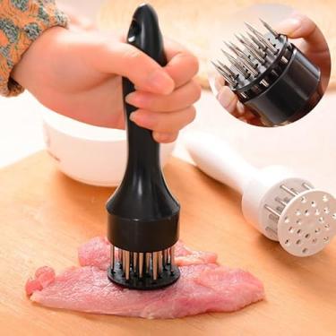 Imagem de Amaciador de carne com 24 lâminas de agulha ultra afiadas de aço inoxidável, máquina de cozinha resistente para amaciar carne, peru, frango, bife, vitela, porco, peixe, etc. (preto)