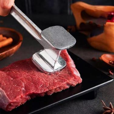Imagem de Amaciador de carne de aço inoxidável, amaciador de martelo de carne premium, martelo de cozinha para frango, concha, costeletas de vitela, carne e bife, achatador de carne