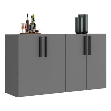 Imagem de Aparador Buffet 4 Portas Suspenso Viena V3605 Grafite/Preto Grafite/Preto