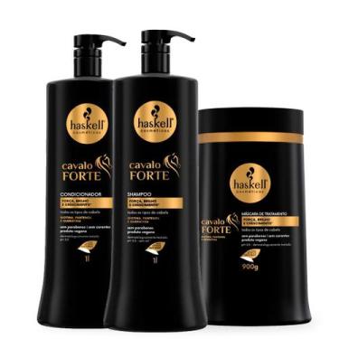 Imagem de Kit Haskell Cavalo Forte Shampoo Cond E Máscara 1litro/kg - Haskell Co