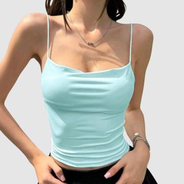 Imagem de Cropped Elegante Feminino Alça Fina Frente Única Lançamento Verão Casu