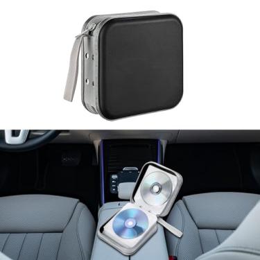 Imagem de Kutyun Estojo de CD, suporte de CD para carro, estojo de DVD de plástico rígido com capacidade 48, organizador universal de CDs, carteira, armazenamento de DVD, acessórios interiores de carro