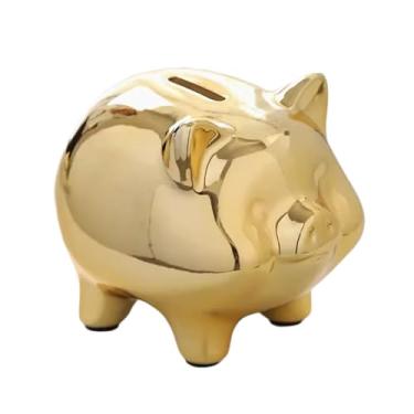 Imagem de ZABEES Enfeites de cerâmica para cofrinho porco dourado presentes criativos decorações de mesa ouro tem o significado de atrair riqueza