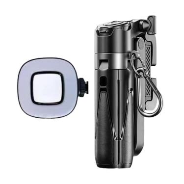 Imagem de Ysyqkn Bastão de Selfie Portátil, Retrátil, Versátil, de Bolso, Recarregável, em Liga de Alumínio, com Suporte para Celular, Ideal para Vlogs, Fotos E Viagen, Preto, Tamanho real