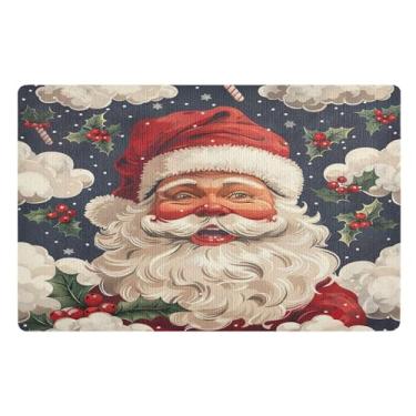 Imagem de SEHANY Tapete de porta de inverno Papai Noel Natal para todos os climas, impermeável, secagem rápida, bem-vindo, tapete de entrada antiderrapante, tapete decorativo de poliéster para entrada, varanda