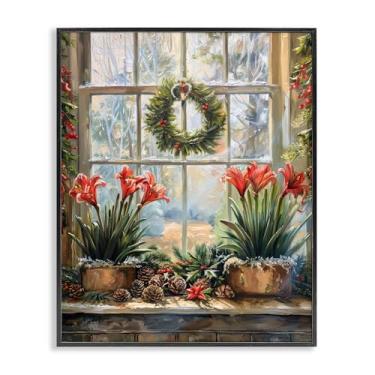 Imagem de Stupell Industries "Vista de janela de amarílis plantada", arte giclée emoldurada, preta, 28 x 35 cm