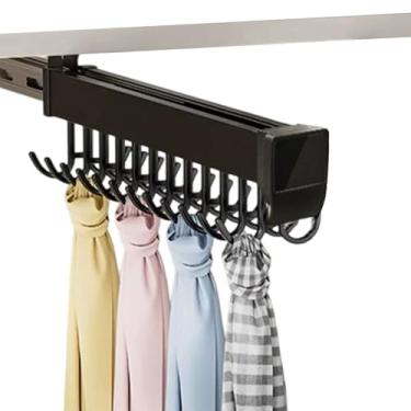 Imagem de Hhsdyl Varão Roupeiro Extensível, Suporte Pesado Calças Barra Ajustável Cabides Organizador Roupas Roupeiro Montado Topo Armazenamento Roupeiro,31cm