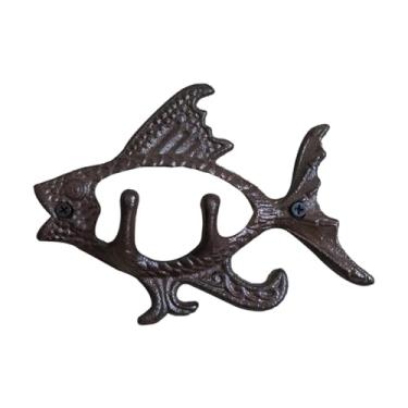Imagem de YWJLQH Cabide de parede em forma de peixe, decoração para casa, arte em ferro, suporte criativo para casacos, gancho para casacos, ideal para entrada de casa
