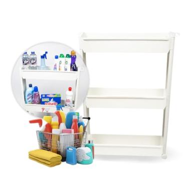 Imagem de Armário Multiuso Com Rodinhas Organizador De Cozinha E Lavanderia Prateleira(Branco)