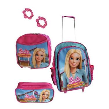 Imagem de Kit mochila de rodinhas unicórnio escolar infantil meninas brilho moda