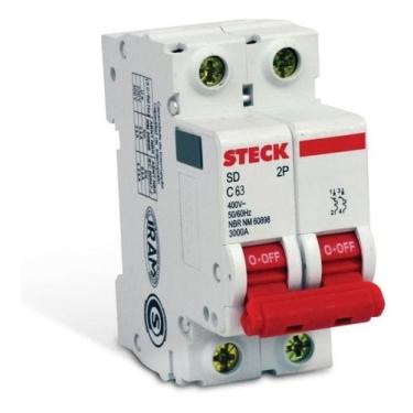 Imagem de Disjuntor Bipolar 63a Curva C Din Steck