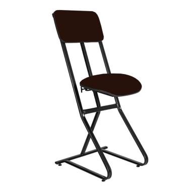 Imagem de Banqueta Alta Linha Security Assento Sintético Altura Ajustável Marrom Design Office Móveis