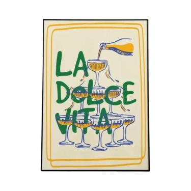 Imagem de Pôster De Arte De Parede Retro Italiano Com Pizza, Ramen, Vinho E Quei